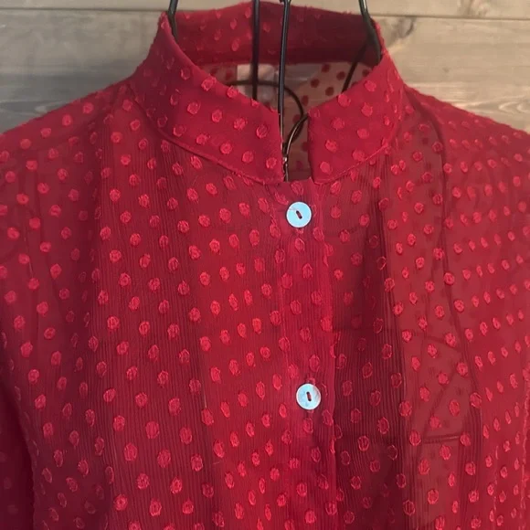 Wear it red textured long sleeve blouse - Picture 4 of 5